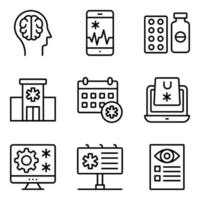 Pack of Medical and Healthcare Linear Icons vector