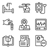 Pack of Medical and Document Linear Icons vector