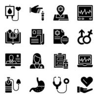 paquete de iconos sólidos de atención médica vector