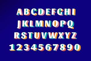 letras y números de tipografía colorida, vector de números y alfabetos de colores vibrantes modernos