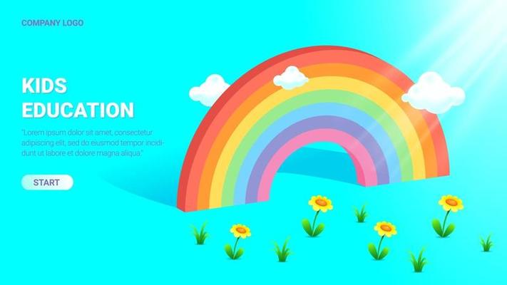 kids theme landing page concept design, kids education landing page for website