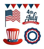 bundle of independence usa icons vector