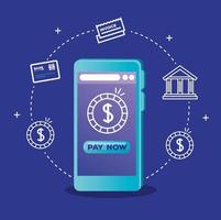 Online banking concept with smartphone and icons vector