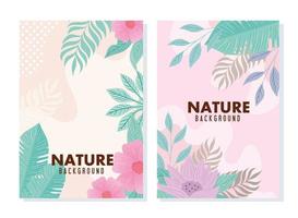 Pastel color nature card set vector