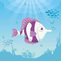 cute fish in the ocean, sea world dweller, cute underwater creature vector