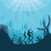 underwater background with algae and seaweeds vector