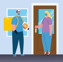 safe contactless delivery to home to prevent the spread of coronavirus 2019 ncov vector