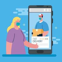 online delivery service concept during coronavirus vector