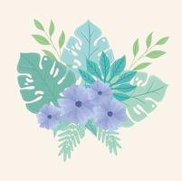 flowers and leaves on pastel colors vector