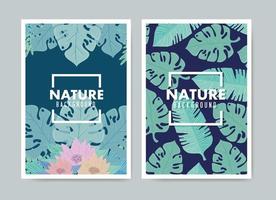 Pastel color nature card set vector