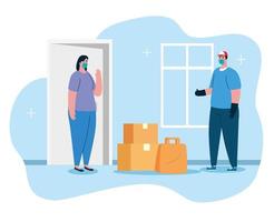 safe contactless delivery to home to prevent the spread of coronavirus 2019 ncov vector