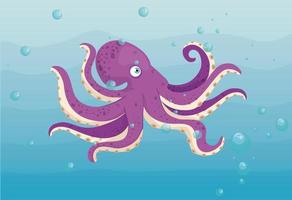 octopus in the ocean, sea world dweller, cute underwater creature vector