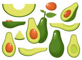 Fresh avocado vector design illustration set isolated on white background