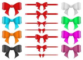 Tied bow vector design illustration set isolated on white background