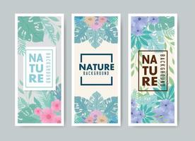 Pastel color nature card set vector