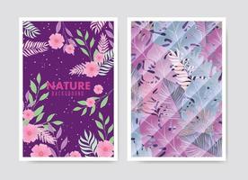 Pastel color nature card set vector