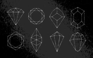 White Hand Drawn Crystals Vector Set