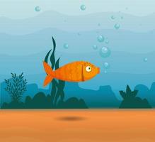 ornamental fish in the ocean, sea world dweller, cute underwater creature vector