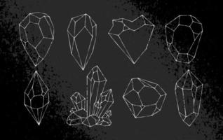 White Hand Drawn Crystals Vector Set