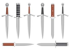 Realistic dagger vector design illustration set isolated on white background