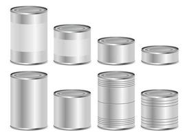 Conjunto de ilustración de diseño de vector de lata aislado sobre fondo blanco