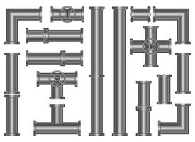 Metallic pipes vector design illustration set isolated on white background