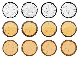 Cross section of wooden tree vector design illustration set isolated on white background