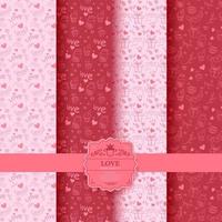 Set of Valentines day, Pink romantic seamless pattern with hearts. Collection of Wrapping paper and gift bags. Vector illustration Background