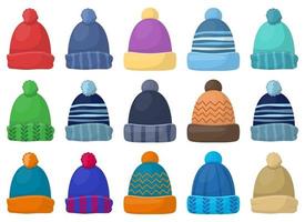 Conjunto de ilustración de diseño de vector de gorro de invierno aislado sobre fondo blanco