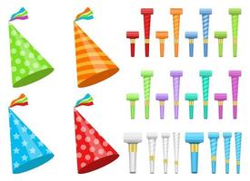Party hat and horn vector design illustration set isolated on white  background