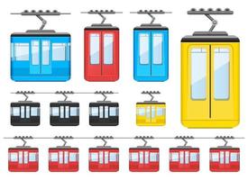 Cableway funicular vector design illustration set isolated on white background