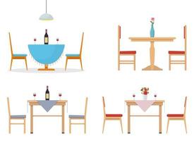 Dining table vector design illustration set isolated on white background