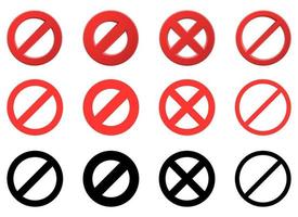 Prohibitory sign vector design illustration set isolated on white background