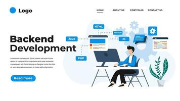 Modern flat design illustration of Backend Development. vector