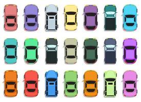 Car top view vector design illustration set isolated on white background