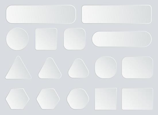 White blank buttons vector design illustration set isolated on grey background
