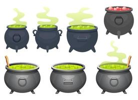 Witch cauldron vector design illustration set isolated on white background