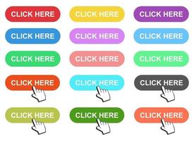 Click here button vector design illustration set isolated on white background