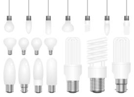 Realistic lightbulb vector design illustration set isolated on white background