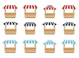 Empty market stall vector design illustration set isolated on white background