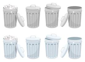 Metallic trash can vector design isolated on white background