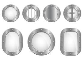 Metallic porthole window vector design illustration set isolated on white background