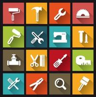 Computer icons with building tools and objects repair vector