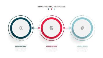 elemento de diseño gráfico de información de línea de tiempo y opciones numéricas. concepto de negocio con 3 pasos. se puede utilizar para el diseño de flujo de trabajo, diagrama, informe anual, diseño web. vector