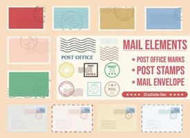 Ilustración de diseño de vectores de sellos de correos aislado en el fondo