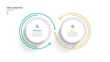 Business Info graphics template.Time line with 2 steps, circles, options and marketing icons. Vector linear info graphic elements.