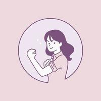 A strong confident woman. Girl power concept, hand-drawn style vector illustration.