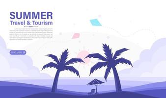 Summer travel and tourism. sea and beach background. web design elemant. Vector illustration