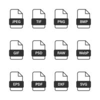 Image file formats. image type Icons. Vector illustration