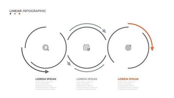 Vector linear circles with arrow elements for info graphic. business concept with 3 steps, options.